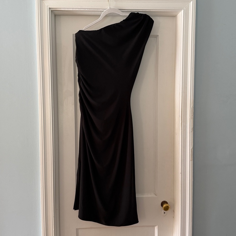 Ann Taylor One-Shoulder Black Evening Dress - Picture 4 of 5